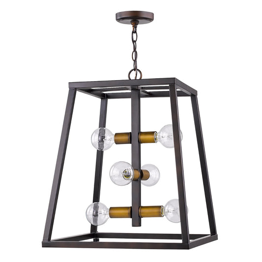 Tiberton 6-Light Oil-Rubbed Bronze Foyer Pendant With Antique Brass Sockets By Homeroots | Pendant Lamps | Modishstore