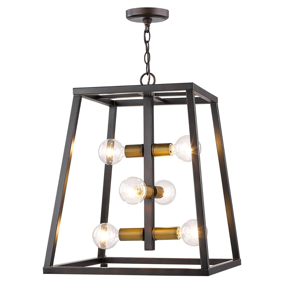Tiberton 6-Light Oil-Rubbed Bronze Foyer Pendant With Antique Brass Sockets By Homeroots | Pendant Lamps | Modishstore - 2