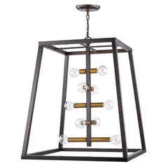 Tiberton 10-Light Oil-Rubbed Bronze Foyer Pendant With Antique Brass Sockets By Homeroots