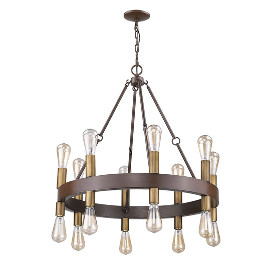 Cumberland 16-Light Wood Finish Chandelier With Raw Brass Sockets By Homeroots | Chandeliers | Modishstore