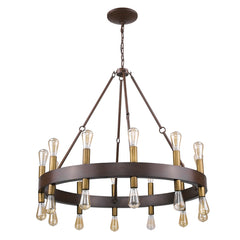 Cumberland 24-Light Wood Finish Chandelier With Raw Brass Sockets By Homeroots