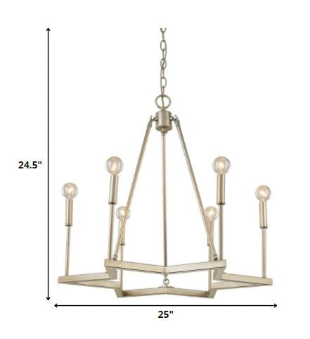 Reagan 6-Light Washed Gold Chandelier By Homeroots | Chandeliers | Modishstore - 5