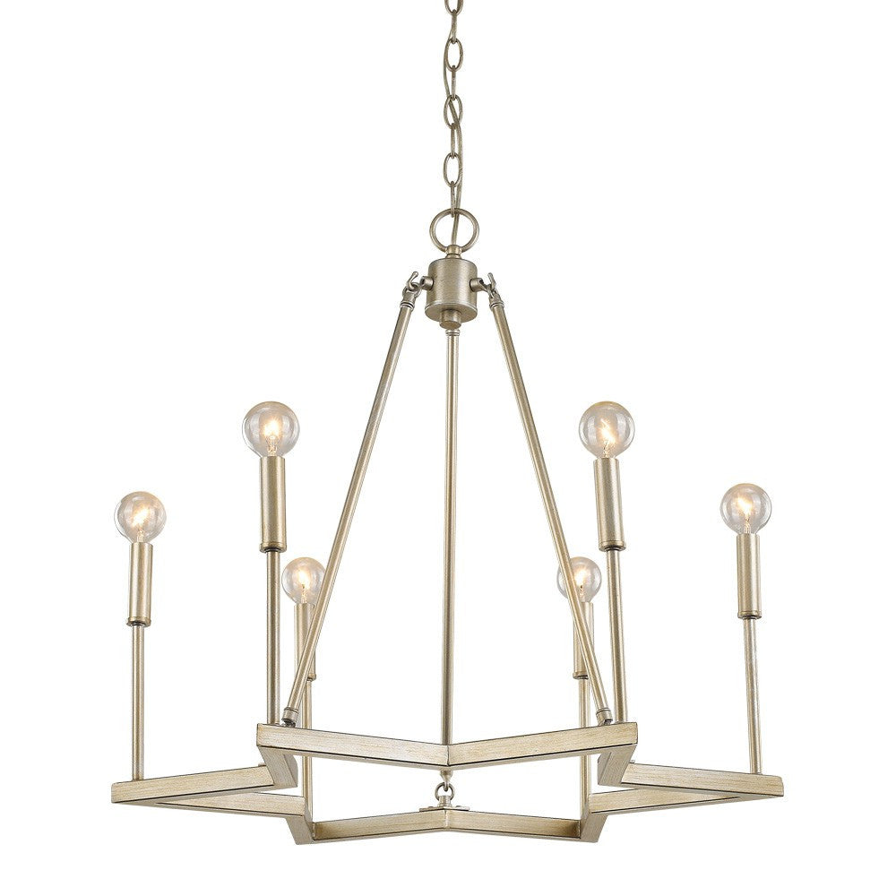 Reagan 6-Light Washed Gold Chandelier By Homeroots | Chandeliers | Modishstore - 2