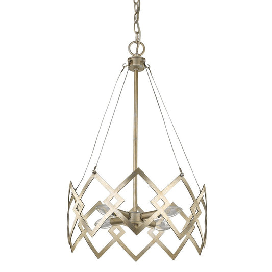 Nora 4-Light Washed Gold Drum Pendant With Abstract Open-Air Cage Shade By Homeroots