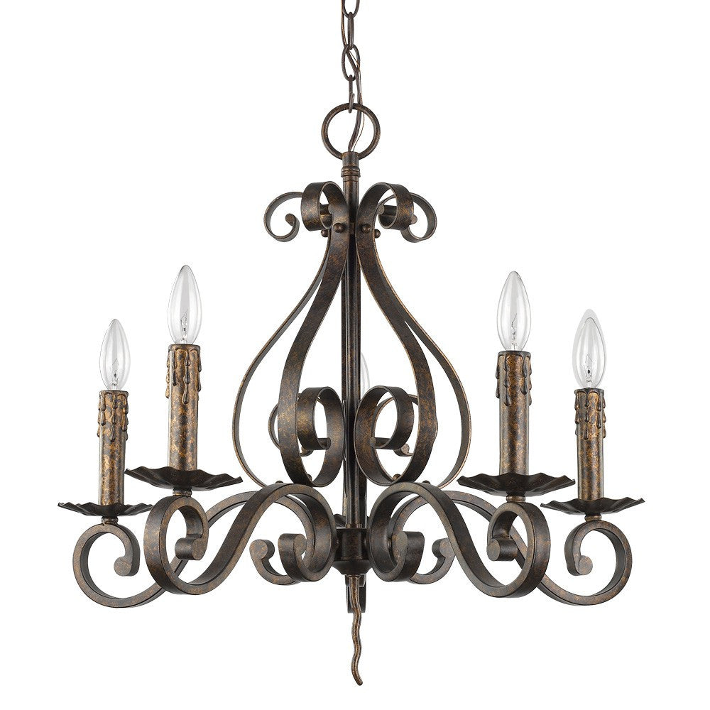 Lydia 5-Light Russet Chandelier With Melted Wax Tapers By Homeroots