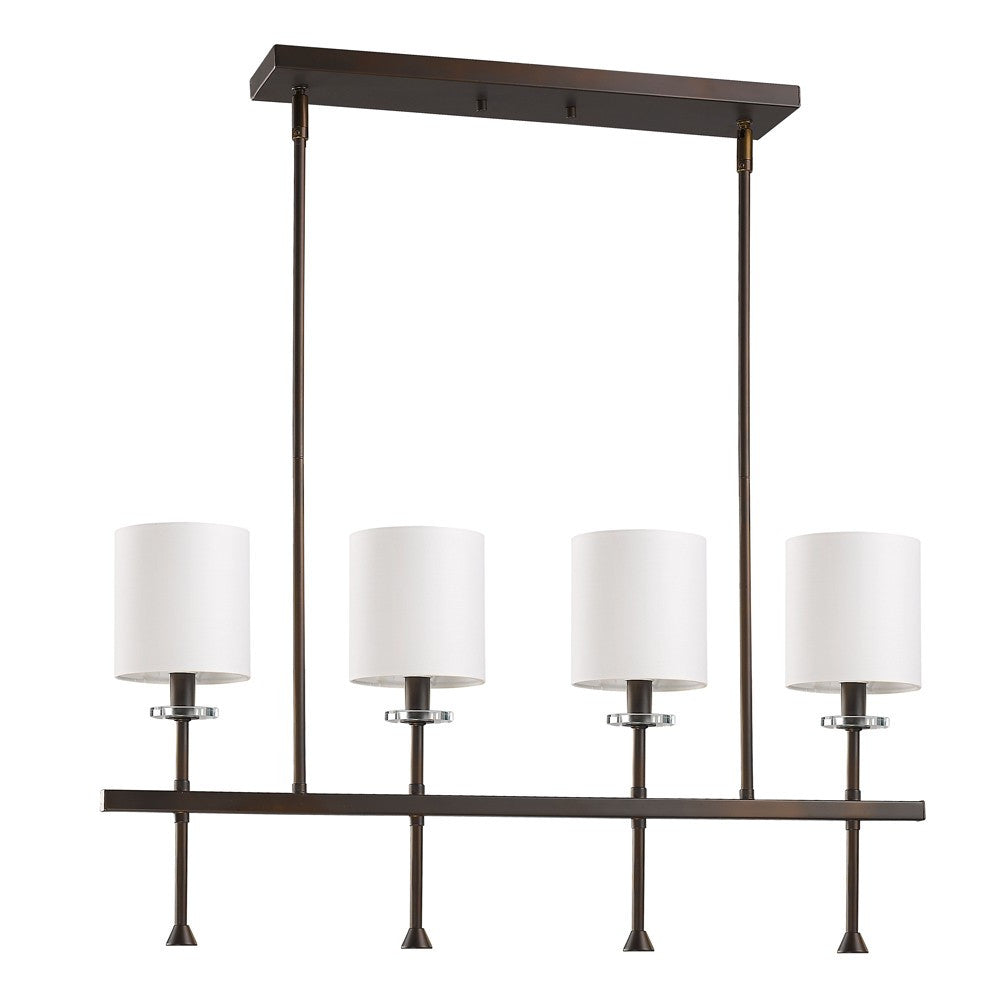 Kara 4-Light Oil-Rubbed Bronze Island Pendant With Fabric Shades And Crystal Bobeches By Homeroots