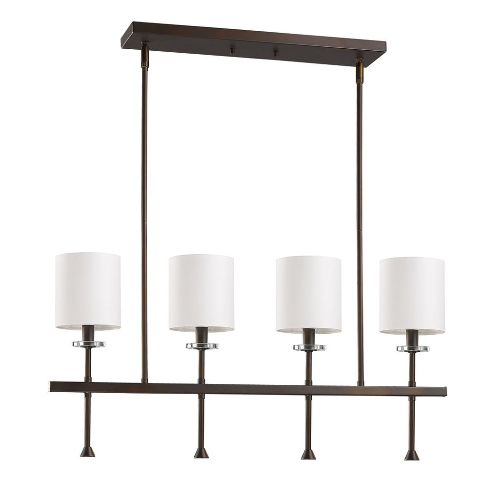Kara 4-Light Oil-Rubbed Bronze Island Pendant With Fabric Shades And Crystal Bobeches By Homeroots | Pendant Lamps | Modishstore - 2