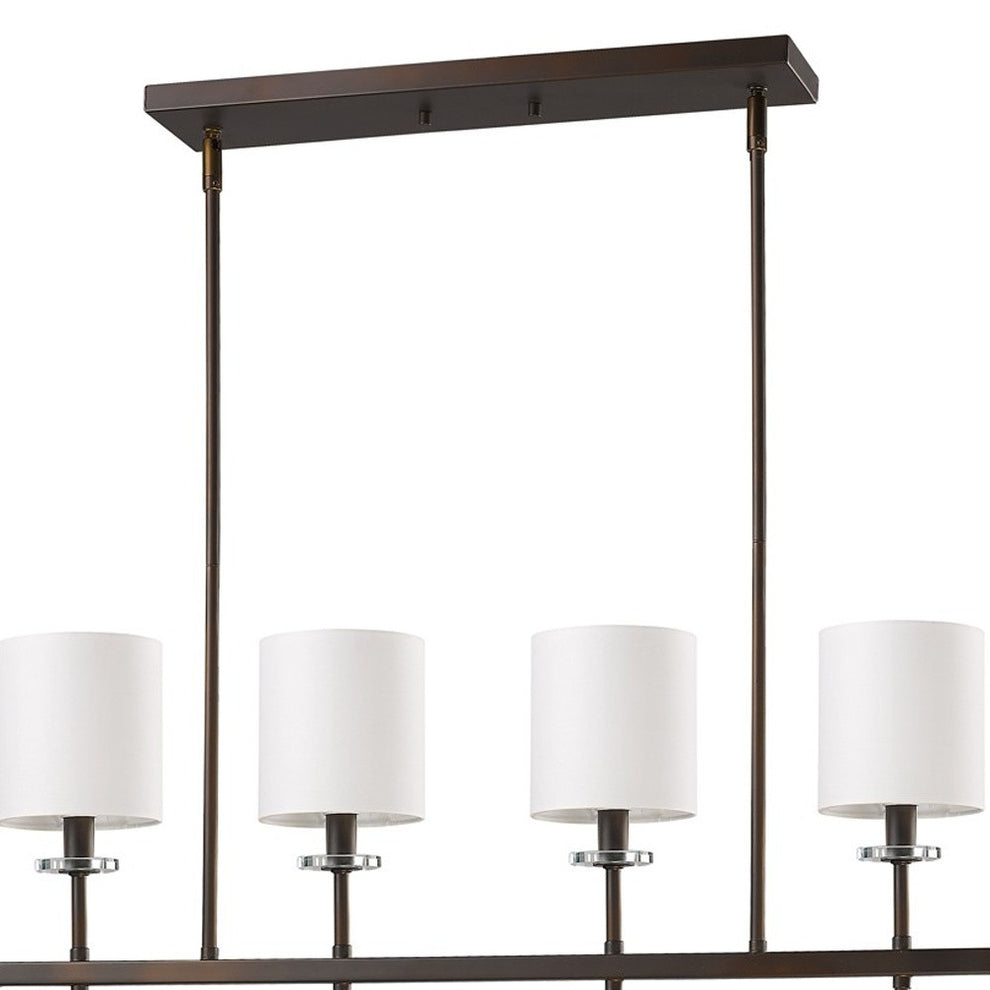 Kara 4-Light Oil-Rubbed Bronze Island Pendant With Fabric Shades And Crystal Bobeches By Homeroots | Pendant Lamps | Modishstore - 3