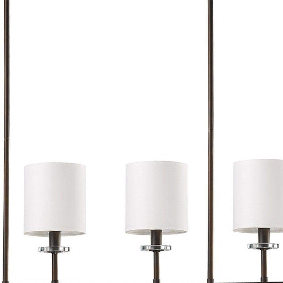 Kara 4-Light Oil-Rubbed Bronze Island Pendant With Fabric Shades And Crystal Bobeches By Homeroots | Pendant Lamps | Modishstore - 4