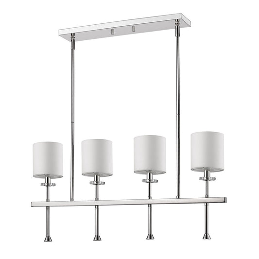 Kara 4-Light Polished Nickel Island Pendant With Fabric Shades And Crystal Bobeches By Homeroots