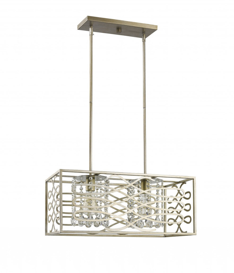 Brax 2-Light Washed Gold Island Pendant With Crystal Accents By Homeroots | Pendant Lamps | Modishstore - 2