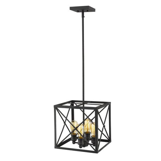 Brooklyn 4-Light Matte Black Pendant With Metal Framework Shade By Homeroots | Pendant Lamps | Modishstore