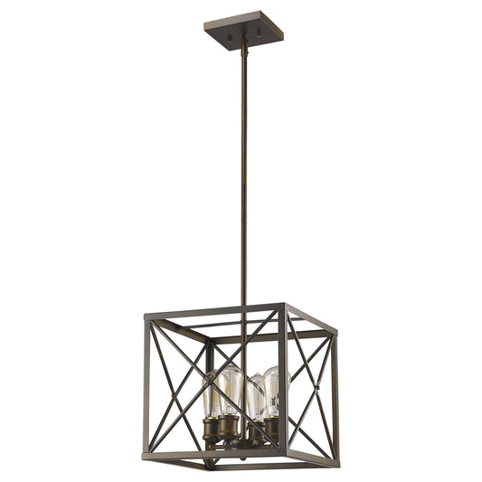 Brooklyn 4-Light Oil-Rubbed Bronze Pendant With Metal Framework Shade By Homeroots