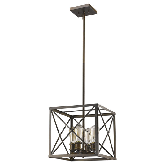Brooklyn 4-Light Oil-Rubbed Bronze Pendant With Metal Framework Shade By Homeroots | Pendant Lamps | Modishstore