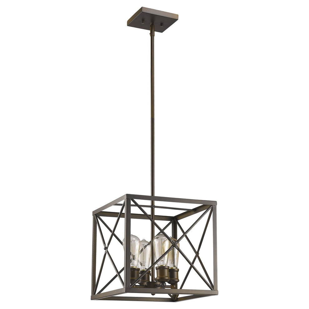 Brooklyn 4-Light Oil-Rubbed Bronze Pendant With Metal Framework Shade By Homeroots | Pendant Lamps | Modishstore - 2