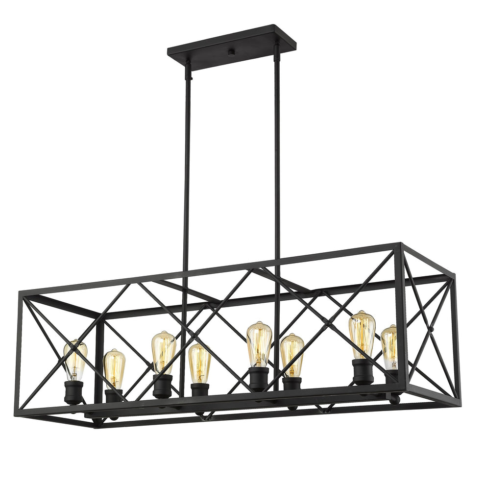 Brooklyn 8-Light Matte Black Island Pendant With Metal Framework Shade By Homeroots | Pendant Lamps | Modishstore - 2