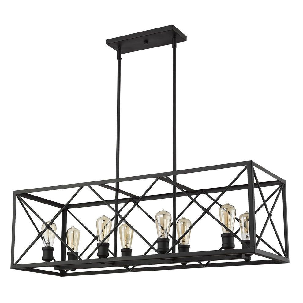 Brooklyn 8-Light Matte Black Island Pendant With Metal Framework Shade By Homeroots | Pendant Lamps | Modishstore - 3