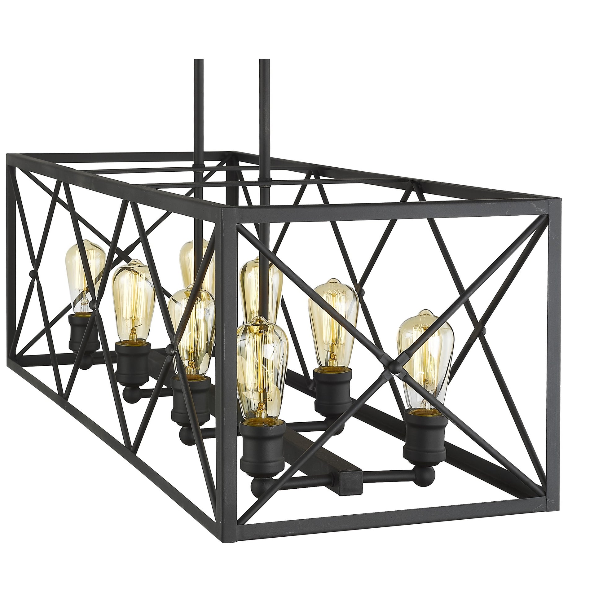 Brooklyn 8-Light Matte Black Island Pendant With Metal Framework Shade By Homeroots | Pendant Lamps | Modishstore - 4