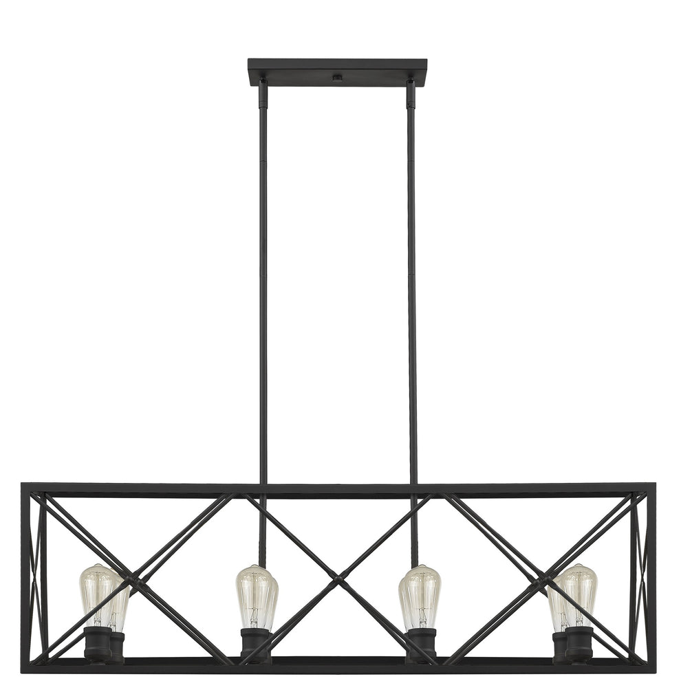 Brooklyn 8-Light Matte Black Island Pendant With Metal Framework Shade By Homeroots | Pendant Lamps | Modishstore - 5