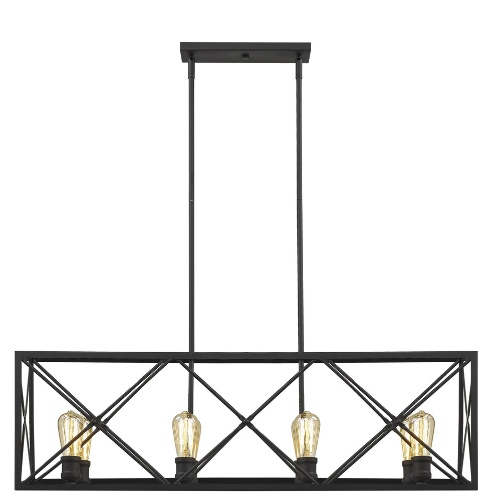 Brooklyn 8-Light Matte Black Island Pendant With Metal Framework Shade By Homeroots | Pendant Lamps | Modishstore - 6