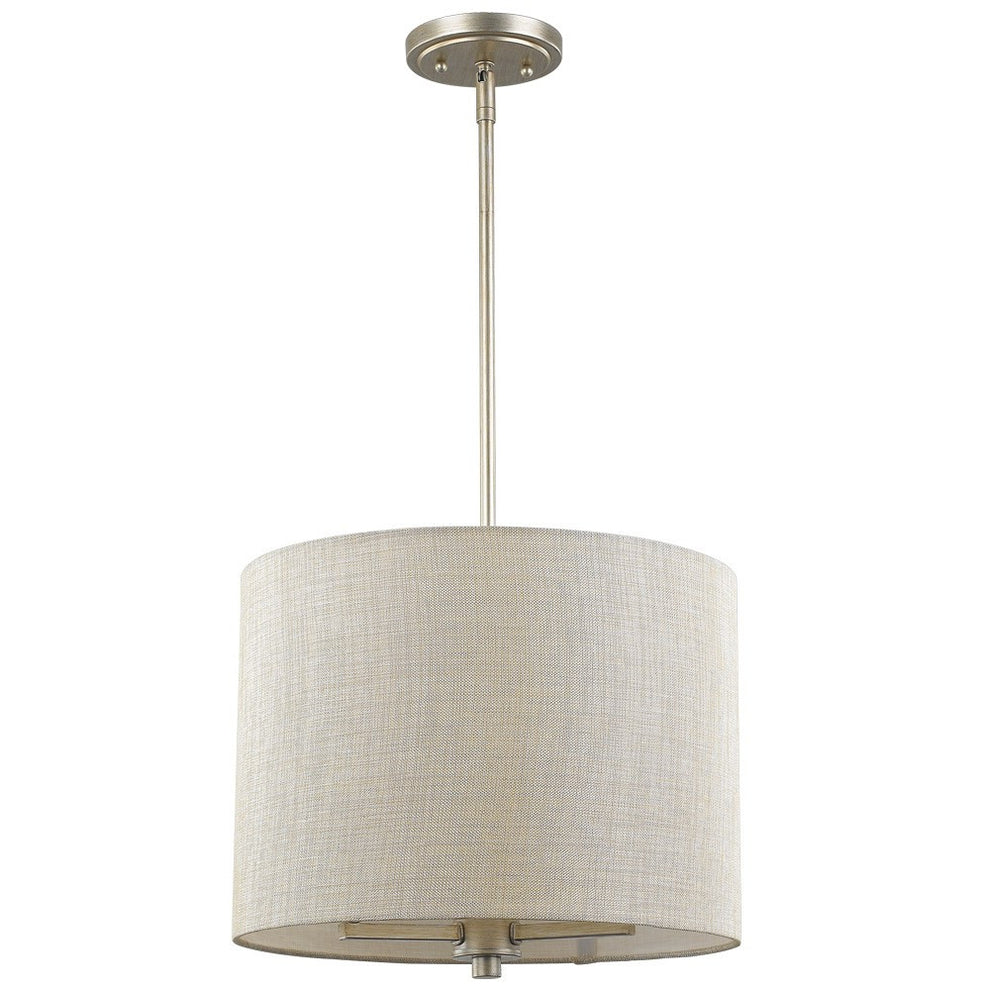 Daria 3-Light Washed Gold Pendant With Washed Gold And White Drum Shade By Homeroots | Pendant Lamps | Modishstore - 2