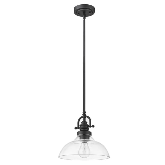 Matte Black Hanging Light with Glass Dome Shade By Homeroots | Pendant Lamps | Modishstore