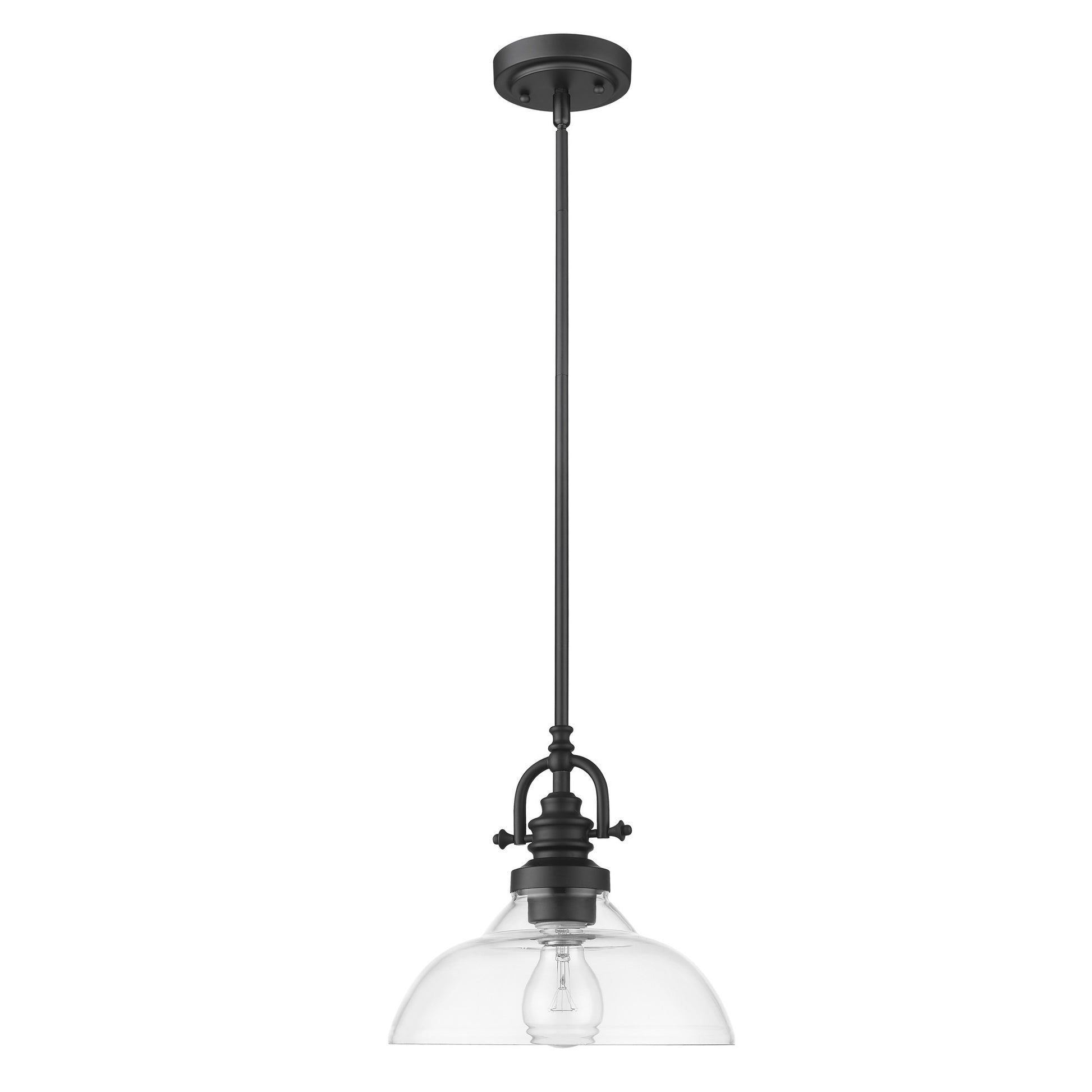 Matte Black Hanging Light with Glass Dome Shade By Homeroots | Pendant Lamps | Modishstore - 3