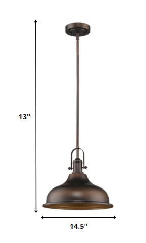 Antique Bronze Hanging Light with Dome Shade By Homeroots | Pendant Lamps | Modishstore - 2