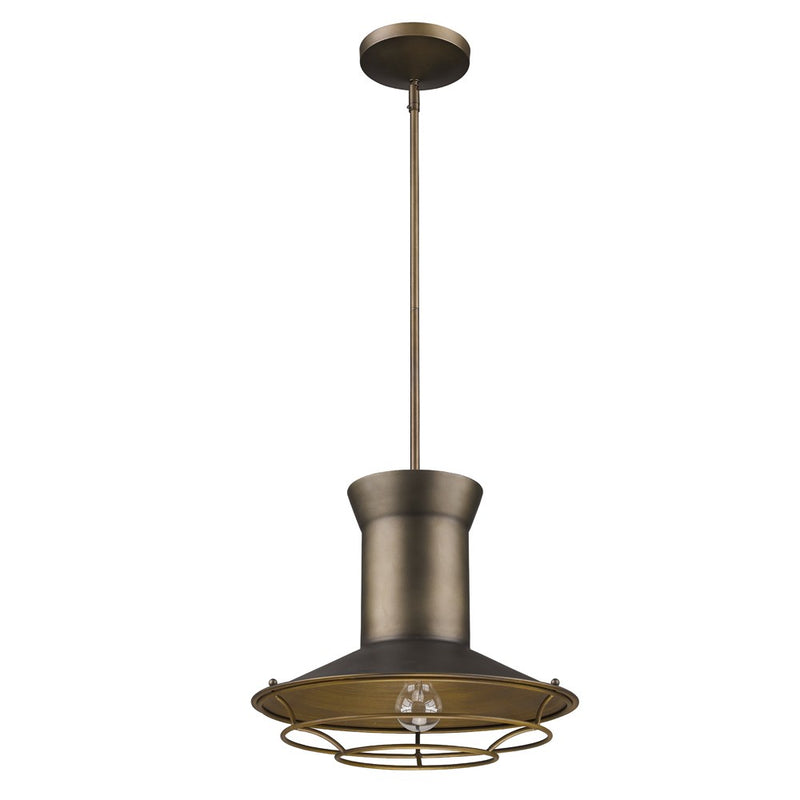 Newport 1-Light Tin Coated Pendant With Raw Brass Interior Shade And Louver By Homeroots | Pendant Lamps | Modishstore