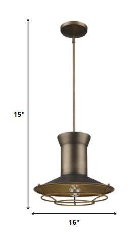 Newport 1-Light Tin Coated Pendant With Raw Brass Interior Shade And Louver By Homeroots