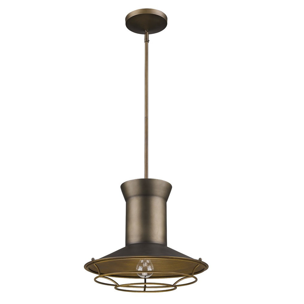 Newport 1-Light Tin Coated Pendant With Raw Brass Interior Shade And Louver By Homeroots | Pendant Lamps | Modishstore - 2