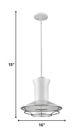 Newport 1-Light White Pendant With Polished Nickel Louver By Homeroots