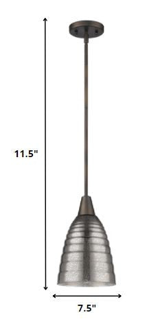 Bronze Hanging Light with Ribbed Pebbled Glass Shade By Homeroots | Pendant Lamps | Modishstore - 2