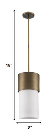 Midtown 1-Light Raw Brass Pendant With Frosted Glass Shade By Homeroots