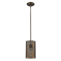 Bronze Metal Hanging Light with Mesh Shade By Homeroots