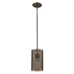 Bronze Metal Hanging Light with Mesh Shade By Homeroots