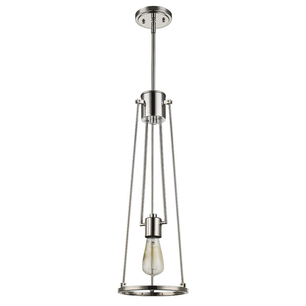Jade 1-Light Polished Nickel Pendant With Vertical Structural Frames By Homeroots | Pendant Lamps | Modishstore - 2