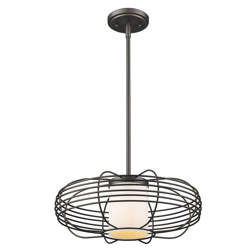Loft 1-Light Oil-Rubbed Bronze Wire Globe Pendant With Etched Glass Interior Shade By Homeroots | Pendant Lamps | Modishstore - 2