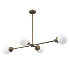 Portsmith 4-Light Raw Brass Island Pendant With White Globe Shades By Homeroots