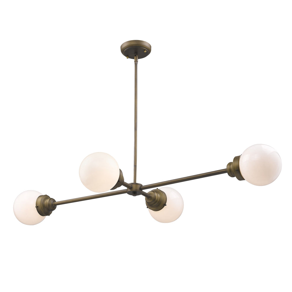 Portsmith 4-Light Raw Brass Island Pendant With White Globe Shades By Homeroots | Pendant Lamps | Modishstore - 2