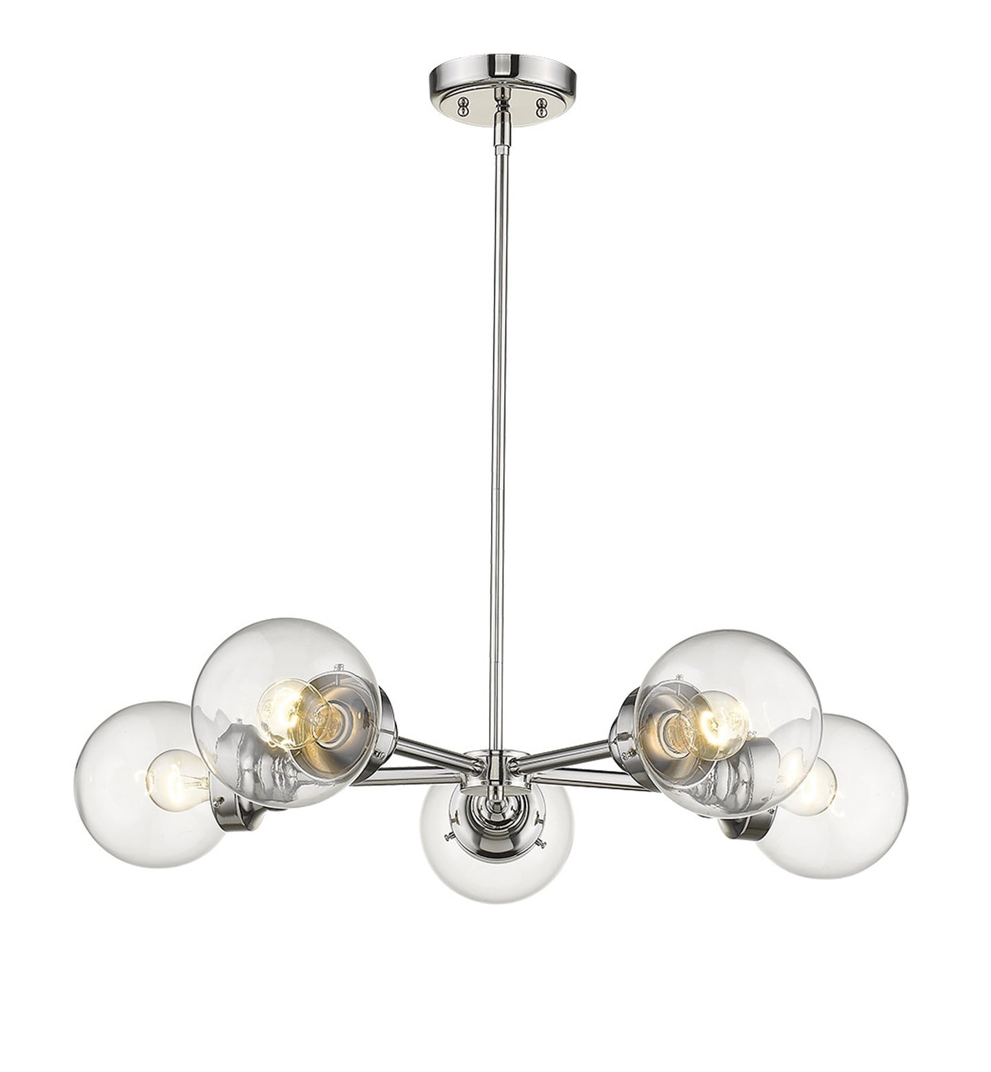 Portsmith 5-Light Polished Nickel Chandelier By Homeroots | Chandeliers | Modishstore - 2