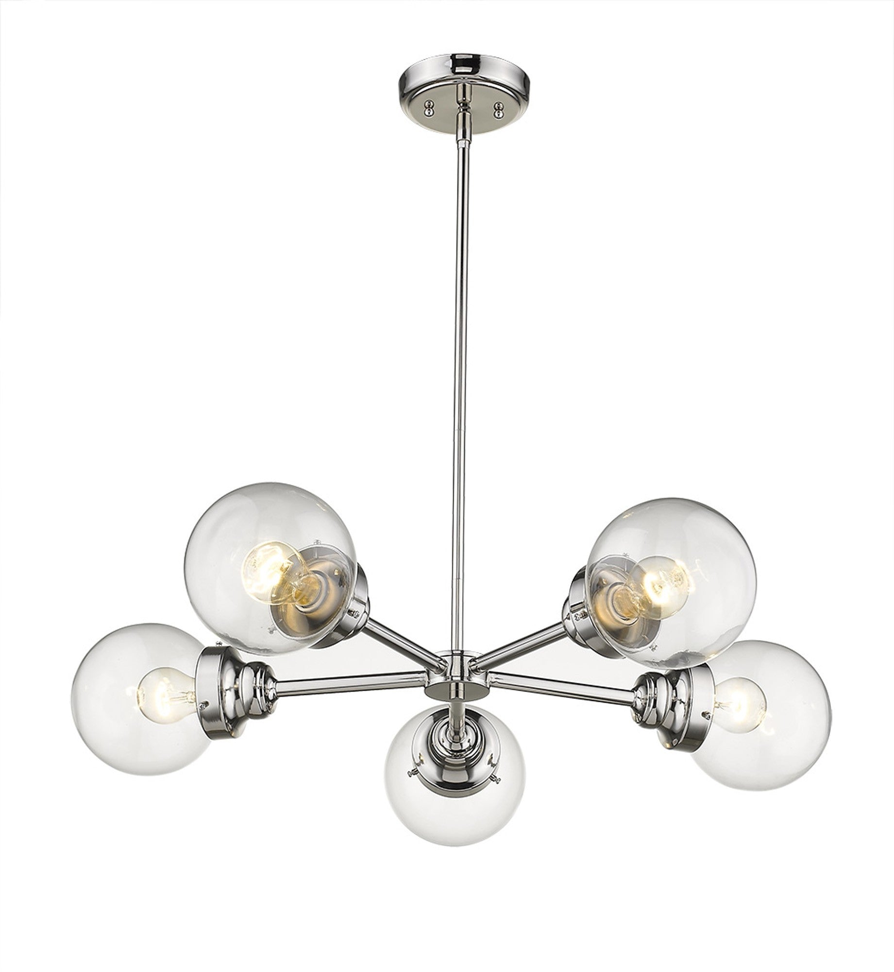 Portsmith 5-Light Polished Nickel Chandelier By Homeroots | Chandeliers | Modishstore - 3