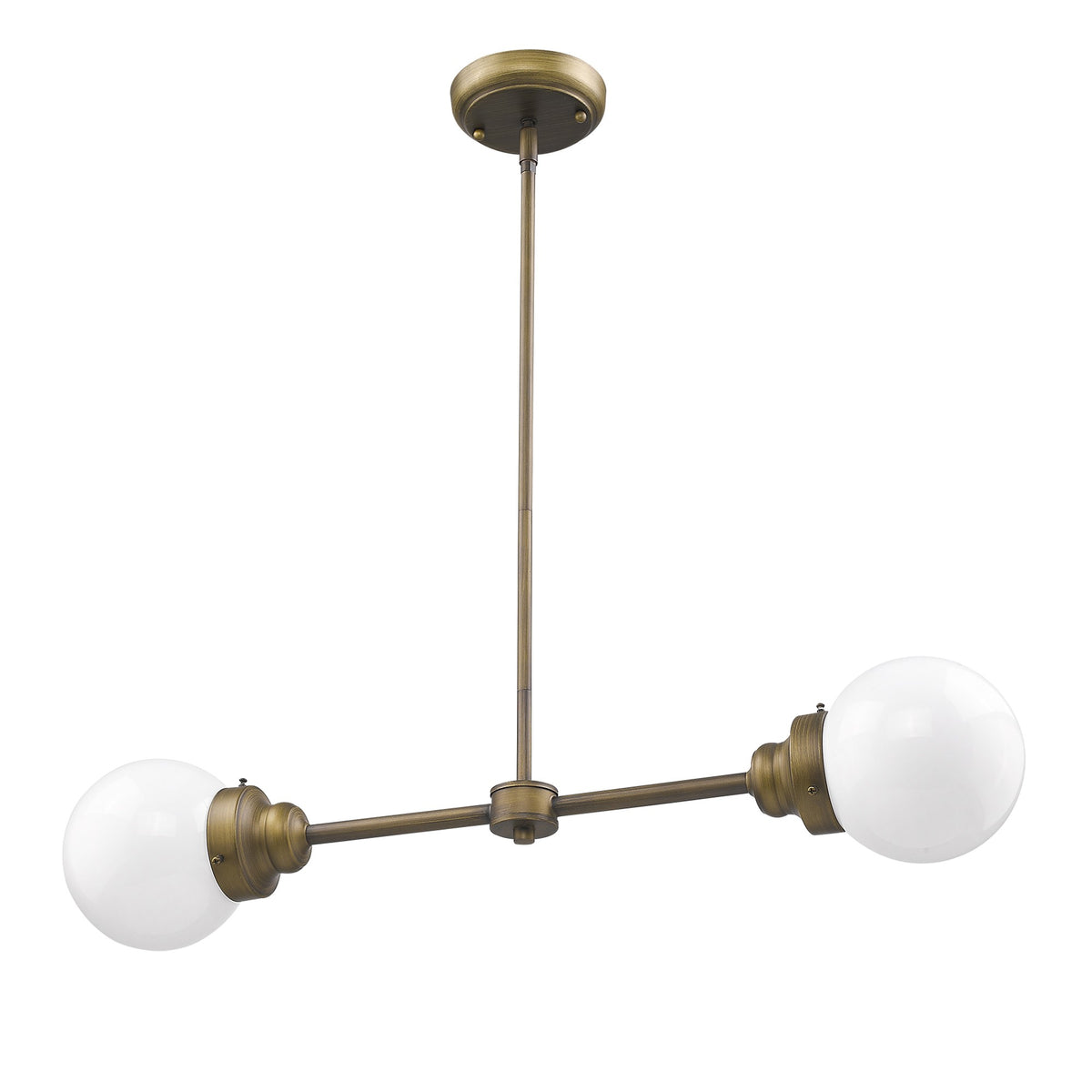 Portsmith 2-Light Raw Brass Island Pendant With White Globe Shades By Homeroots | Pendant Lamps | Modishstore