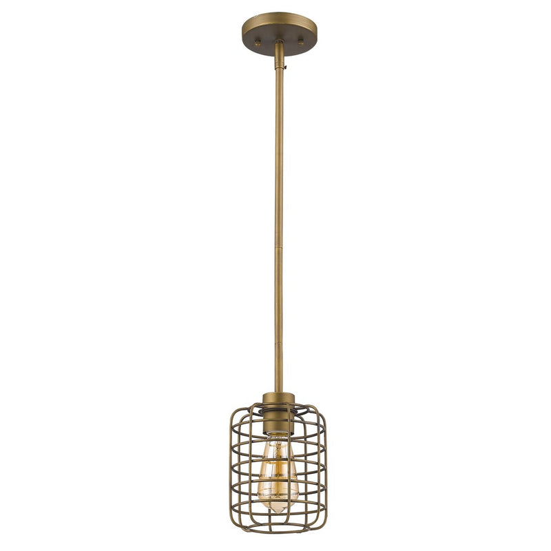Brushed Gold Metal Cage Hanging Light By Homeroots | Pendant Lamps | Modishstore