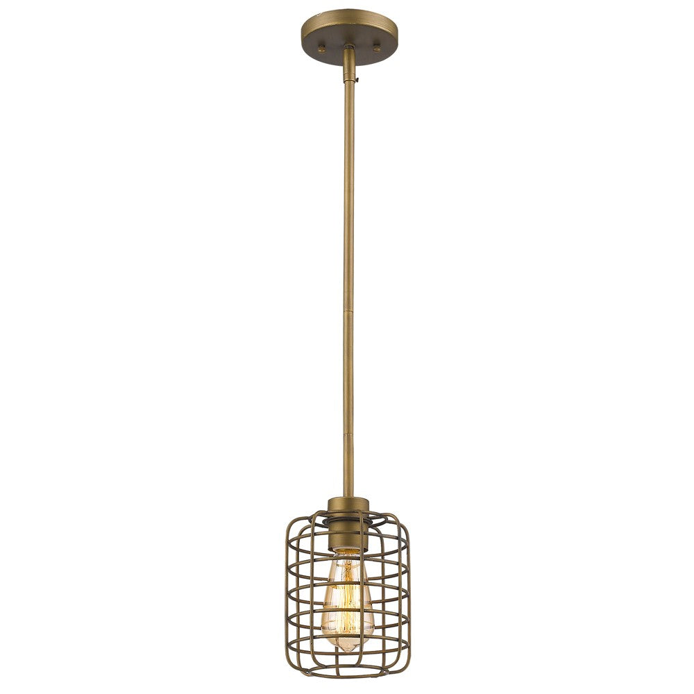 Brushed Gold Metal Cage Hanging Light By Homeroots | Pendant Lamps | Modishstore - 2