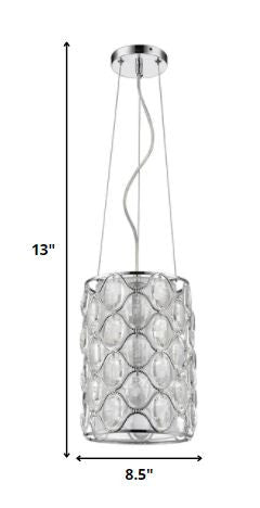 Isabella 1-Light Polished Nickel Drum Pendant With Crystal Accents By Homeroots | Pendant Lamps | Modishstore - 5