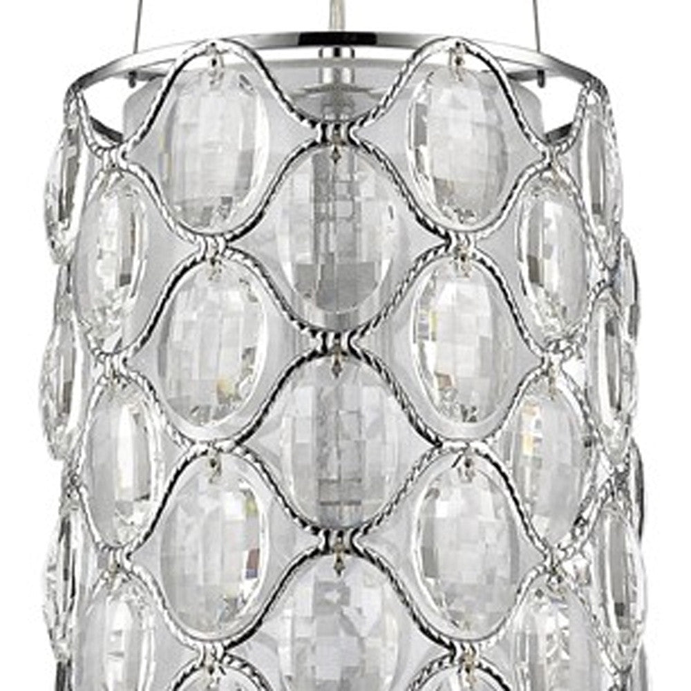 Isabella 1-Light Polished Nickel Drum Pendant With Crystal Accents By Homeroots | Pendant Lamps | Modishstore - 3