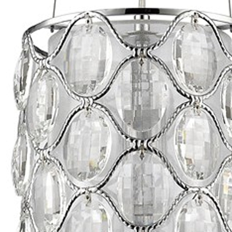 Isabella 1-Light Polished Nickel Drum Pendant With Crystal Accents By Homeroots | Pendant Lamps | Modishstore - 4