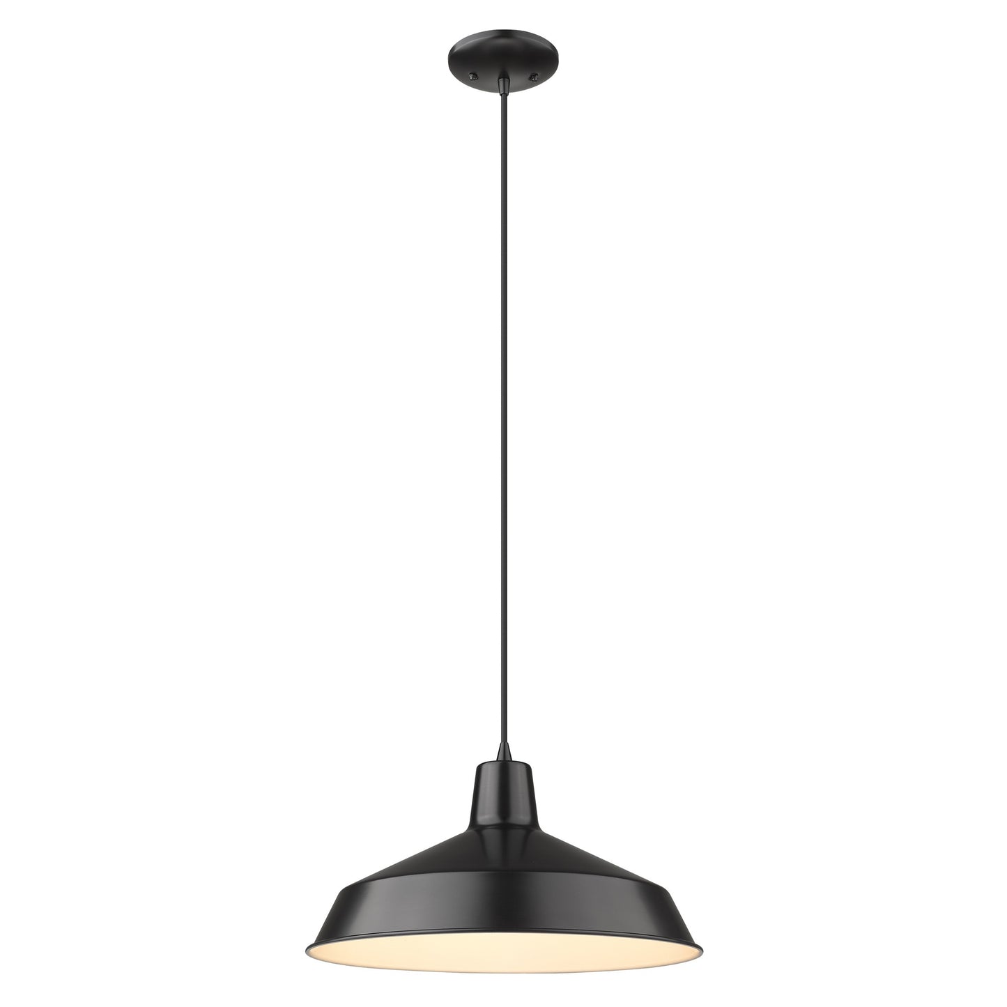 Industrial Matte Black Hanging Light By Homeroots | Chandeliers | Modishstore - 2