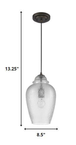 Antique Bronze Hanging Light with Textured Glass Shade By Homeroots | Pendant Lamps | Modishstore - 2